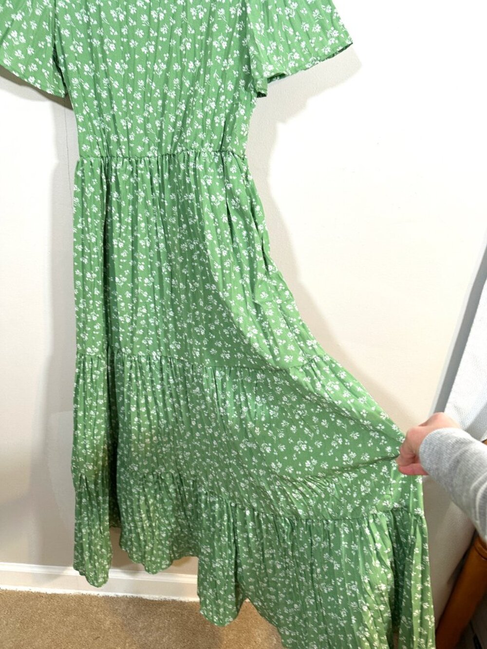 NWOT Polagram Boho Green Floral Maxi Dress Size Small Fairycore Cottagecore - Picture 10 of 11